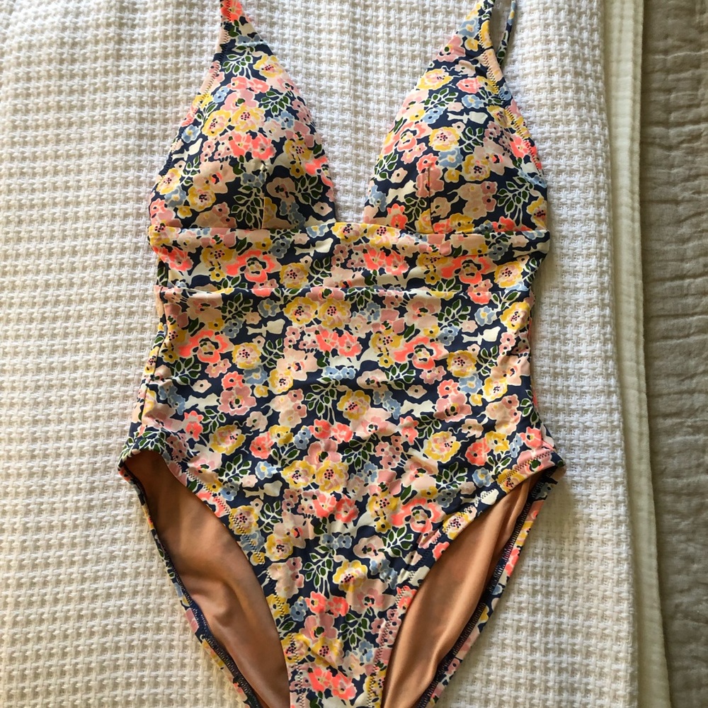 NWOT J. Crew Deep V-Neck French One-Piece Swimsuit
